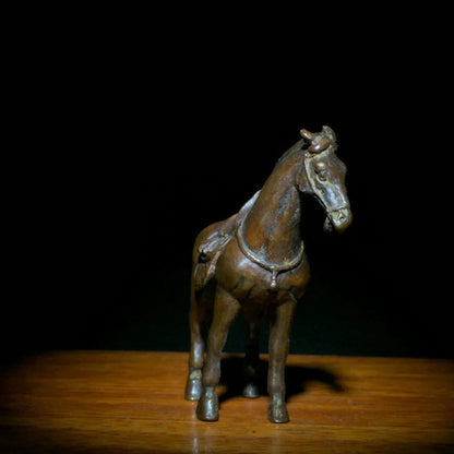 Exquisite Old Brass Handmade Carved Horse Small Statues