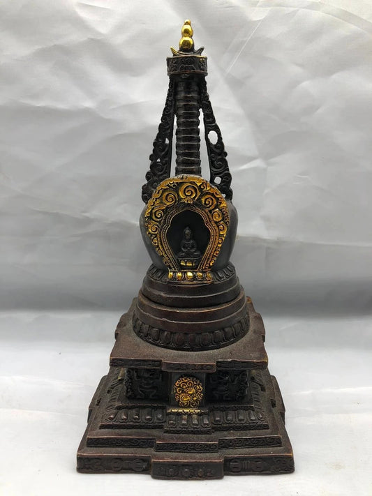 Exquisite Red Copper (tower Furnace) Decoration Buddhism Statue