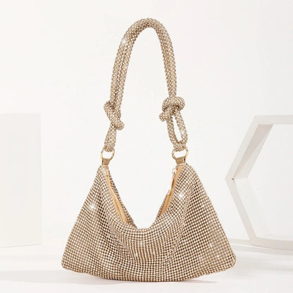 Exquisite Shiny Hobo Bag for Rhinestone Underarm Bag Evening Bag Sparkling Shoulder Bag Handbag for Daughters Mothers