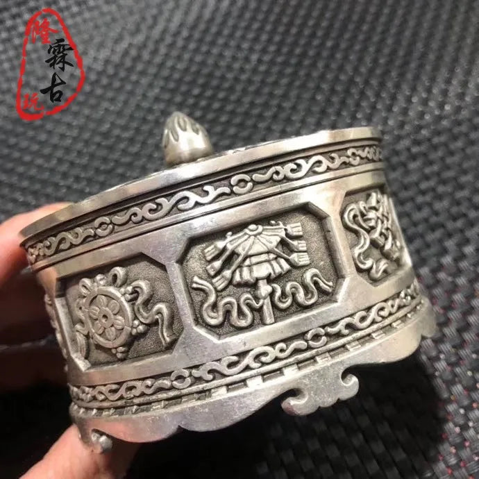 Exquisite White Copper Hollow Out Incense Burner Pot Decoration
