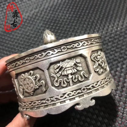 Exquisite White Copper Hollow Out Incense Burner Pot Decoration