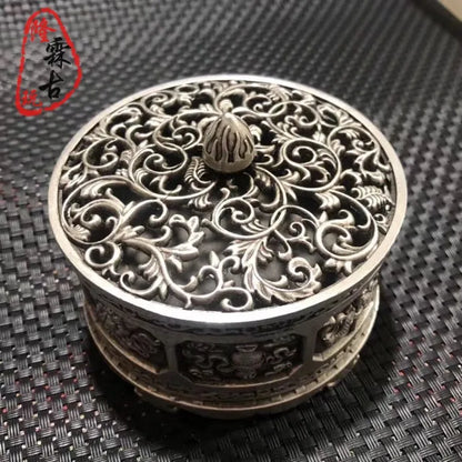 Exquisite White Copper Hollow Out Incense Burner Pot Decoration