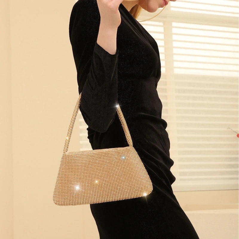 Exquisite for Rhinestone Evening Bag Clutch Purses Crystal Underarm Shoulder Bag Handbag for Women Girl Family Members