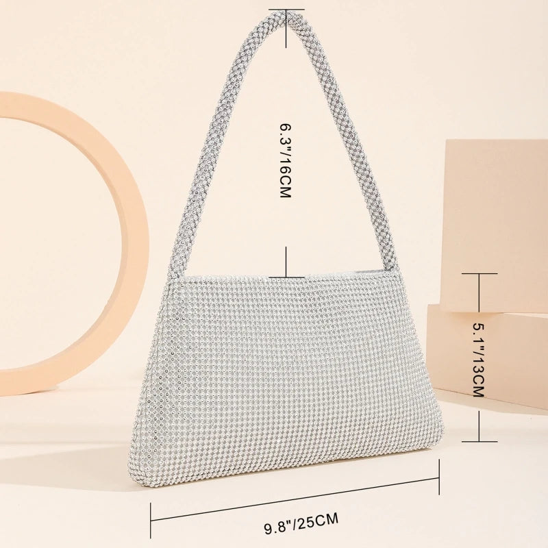 Exquisite for Rhinestone Evening Bag Clutch Purses Crystal Underarm Shoulder Bag Handbag for Women Girl Family Members