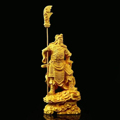 Exquisitely Carved Solid Wood Statue of Guan Gong Buddha Statue Modern Art Sculpture Home Decoration Statue