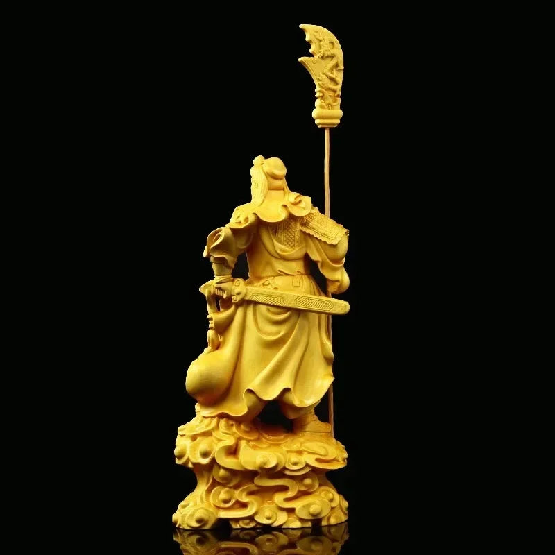 Exquisitely Carved Solid Wood Statue of Guan Gong Buddha Statue Modern Art Sculpture Home Decoration Statue