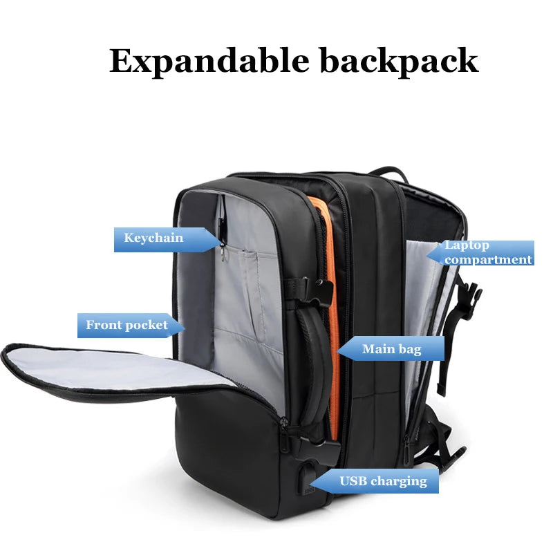 Extended Business backpack Men large capacity Laptop Backpack Anti-theft travel bag USB charging 39L School Backpack HOT Mochila