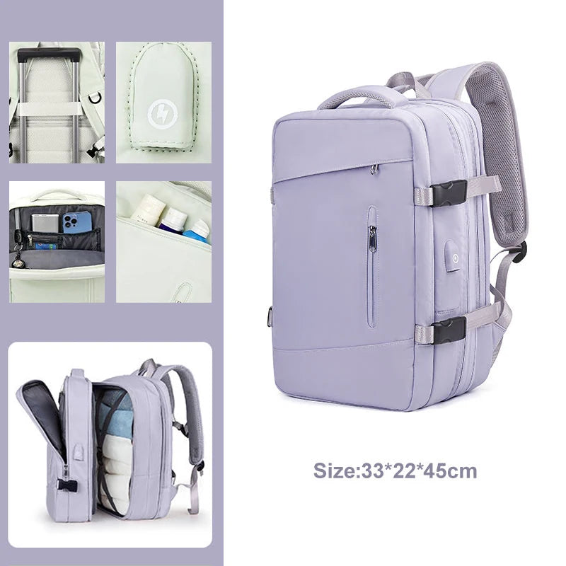 Extendible Travel Backpack Unisex Laptop Bag Women Large Luggage Bags Men's Students Business Trip USB Charge Mochila Backpacks