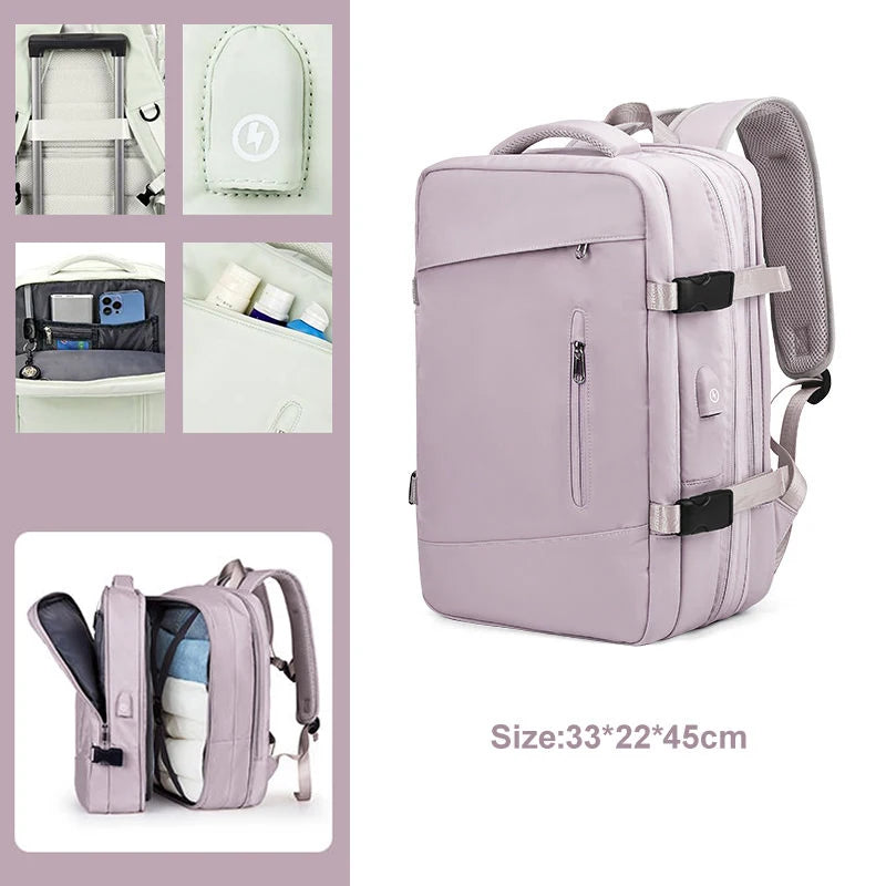 Extendible Travel Backpack Unisex Laptop Bag Women Large Luggage Bags Men's Students Business Trip USB Charge Mochila Backpacks