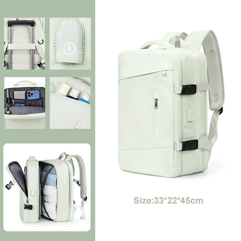 Extendible Travel Backpack Unisex Laptop Bag Women Large Luggage Bags Men's Students Business Trip USB Charge Mochila Backpacks