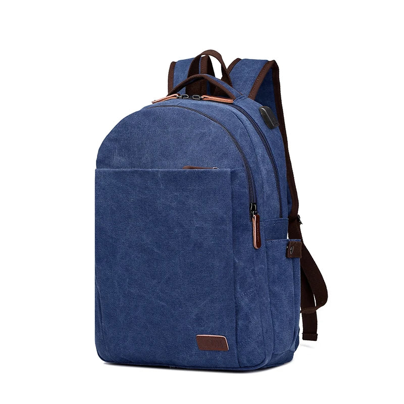 External USB Charge Canvas Backpack Notebook Computer Bag Men Laptop Backpack College Student Bag for Teenagers Rucksack Bolsas