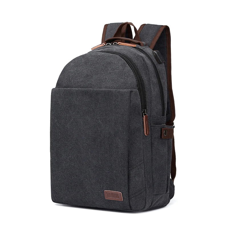 External USB Charge Canvas Backpack Notebook Computer Bag Men Laptop Backpack College Student Bag for Teenagers Rucksack Bolsas