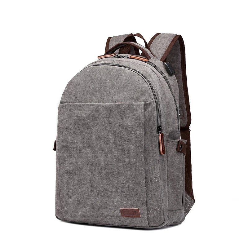 External USB Charge Canvas Backpack Notebook Computer Bag Men Laptop Backpack College Student Bag for Teenagers Rucksack Bolsas