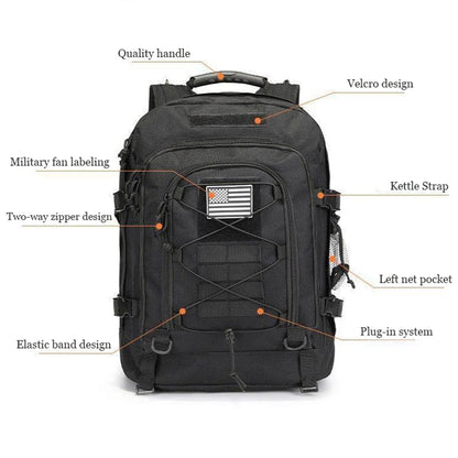 Extra Large 60L Tactical Backpack For Men Women Outdoor Water Resistant Hiking Backpacks Travel Backpack Laptop Backpacks