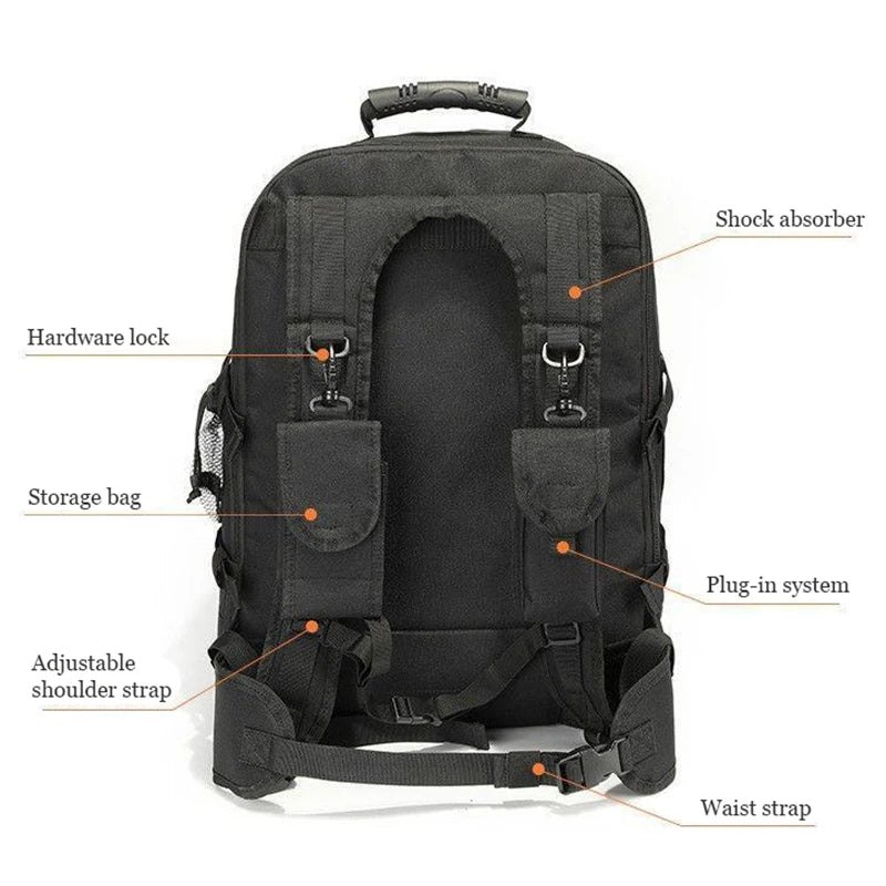 Extra Large 60L Tactical Backpack For Men Women Outdoor Water Resistant Hiking Backpacks Travel Backpack Laptop Backpacks