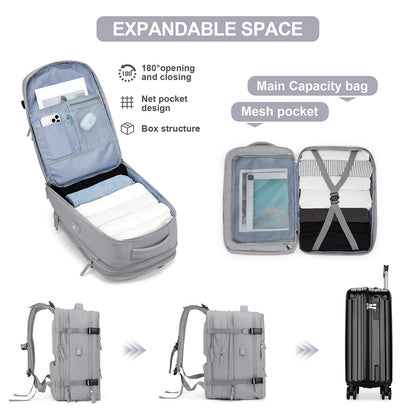 Extra Large Travel Backpack for Men Women,Person Item Flight Approved Scalable Carry On Backpack,Waterproof Camp Laptop Backpack