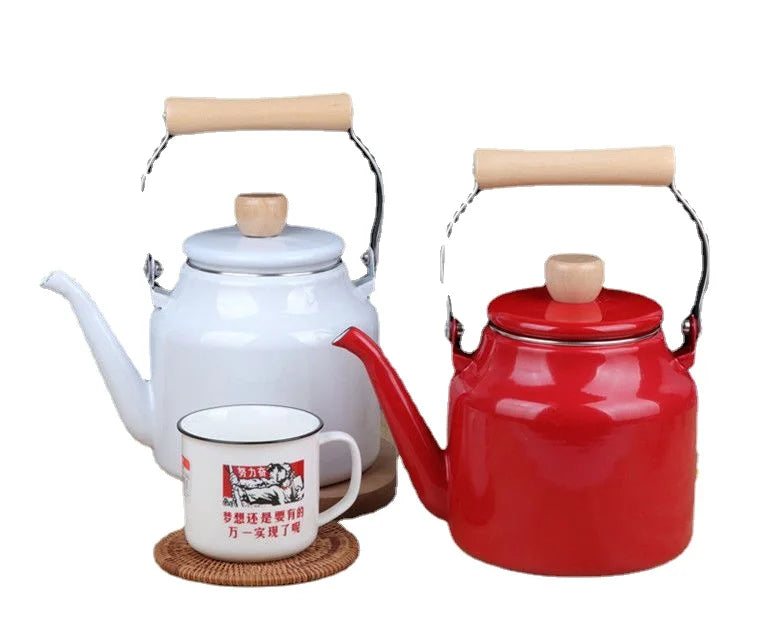 Extra Thick Enamel Teapot with Unique Handle Design for Gas Stove and Induction Cooker
