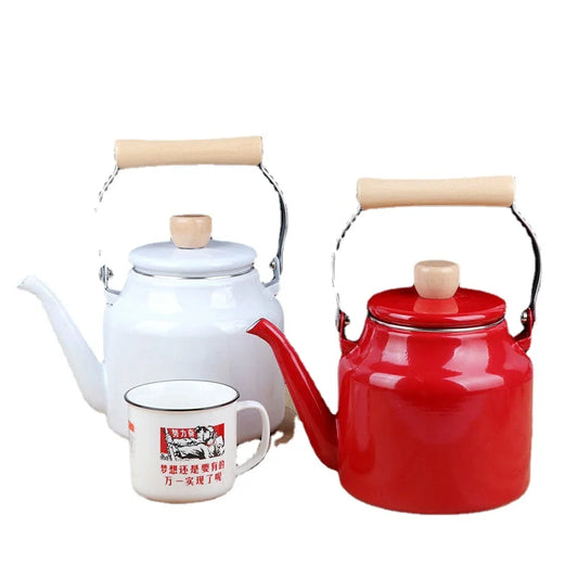 Extra Thick Enamel Teapot with Unique Handle Design for Gas Stove and Induction Cooker