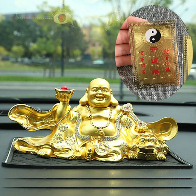 FREE SHIP # HOME CAR SHOP GOOD talisman God of wealth Maitreya Mammon buddha statue + GOOD LUCK bring fortune gold card Amulet