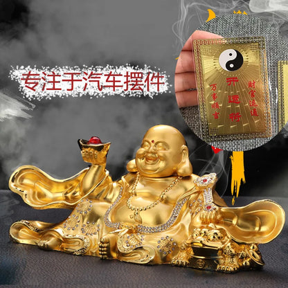 FREE SHIP # HOME CAR SHOP GOOD talisman God of wealth Maitreya Mammon buddha statue + GOOD LUCK bring fortune gold card Amulet