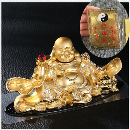 FREE SHIP # HOME CAR SHOP GOOD talisman God of wealth Maitreya Mammon buddha statue + GOOD LUCK bring fortune gold card Amulet