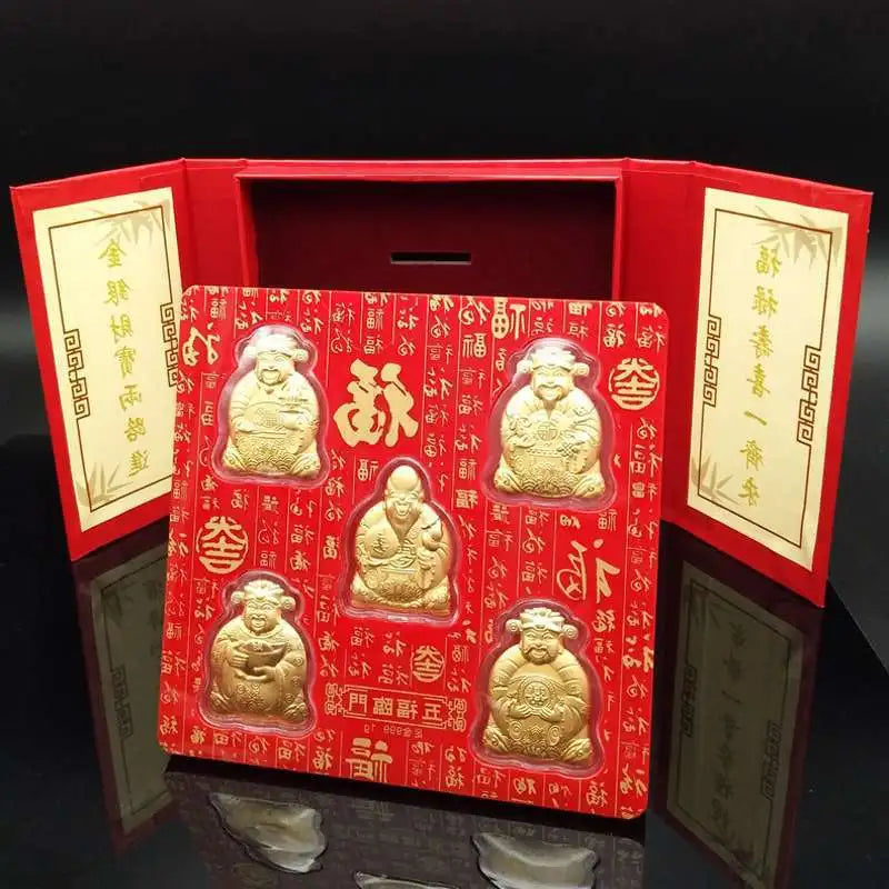 FREE SHIP HOME Geomantic omen master multipurpose Amulet Bring good luck Recruit wealth Five Gods of Wealth Gold medal talisman
