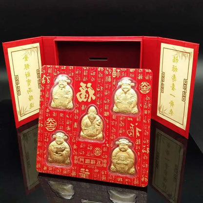 FREE SHIP HOME Geomantic omen master multipurpose Amulet Bring good luck Recruit wealth Five Gods of Wealth Gold medal talisman