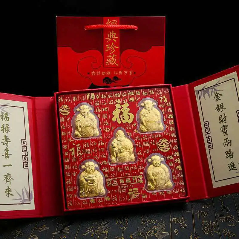 FREE SHIP HOME Geomantic omen master multipurpose Amulet Bring good luck Recruit wealth Five Gods of Wealth Gold medal talisman