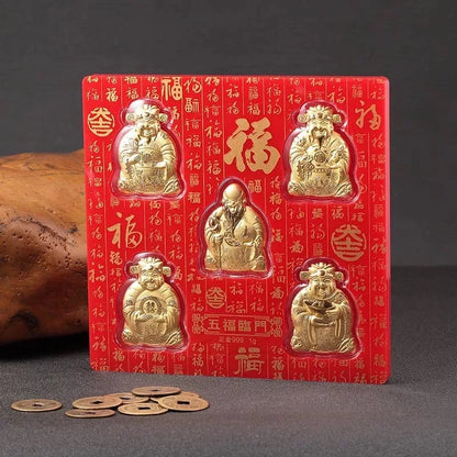 FREE SHIP HOME Geomantic omen master multipurpose Amulet Bring good luck Recruit wealth Five Gods of Wealth Gold medal talisman