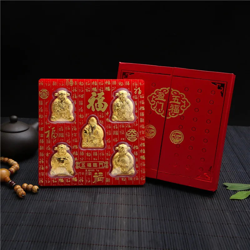 FREE SHIP HOME Geomantic omen master multipurpose Amulet Bring good luck Recruit wealth Five Gods of Wealth Gold medal talisman