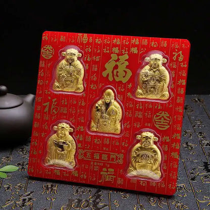 FREE SHIP HOME Geomantic omen master multipurpose Amulet Bring good luck Recruit wealth Five Gods of Wealth Gold medal talisman