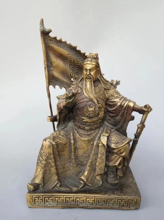 FREE SHIPPING Chinese pure brass guan gong reads book statue