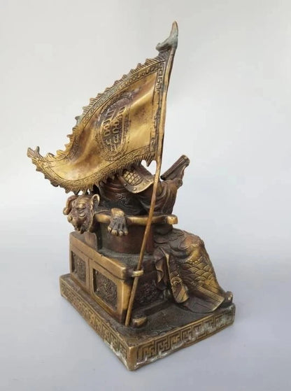 FREE SHIPPING Chinese pure brass guan gong reads book statue