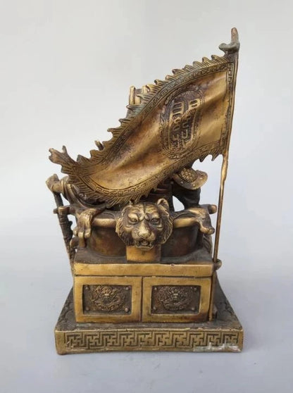 FREE SHIPPING Chinese pure brass guan gong reads book statue
