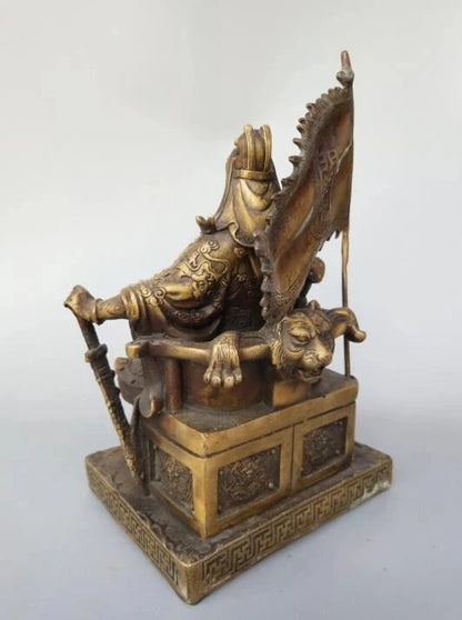 FREE SHIPPING Chinese pure brass guan gong reads book statue