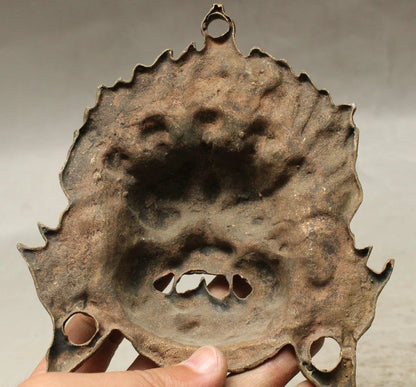 FREE shipping Tibet Buddhism Copper Brass Vajra Mahakala Buddha Head Mask Statue Wall Hanging