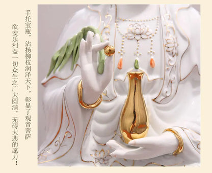 FU GUI JI XIANG Goddess GUAN YIN bodhisattva BUDDHA figure home Altar Shrine Worship auspicious Talisman Porcelain statue
