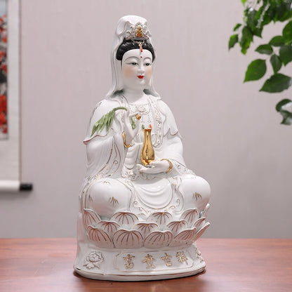 FU GUI JI XIANG Goddess GUAN YIN bodhisattva BUDDHA figure home Altar Shrine Worship auspicious Talisman Porcelain statue