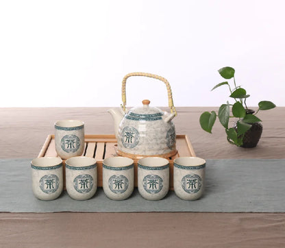 Factory direct Jingdezhen ceramic household tea set high-temperature decals porcelain Girder teapot Seven sets of gift tea suits