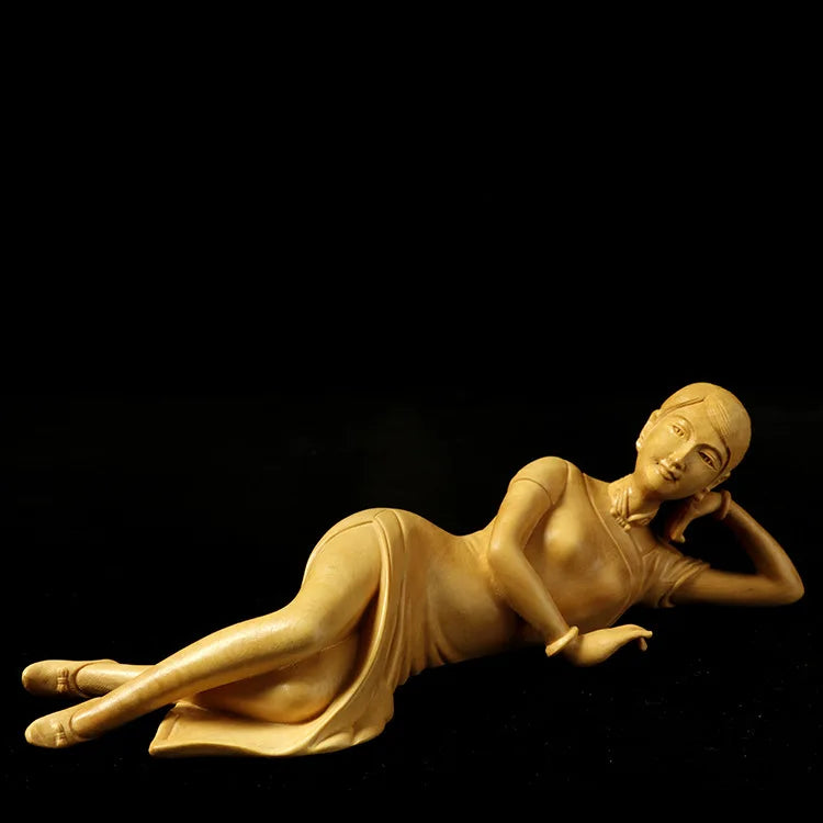 Factory wholesale boxwood wood carving beauty new Chinese home decoration study room living room decoration crafts