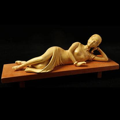 Factory wholesale boxwood wood carving beauty new Chinese home decoration study room living room decoration crafts