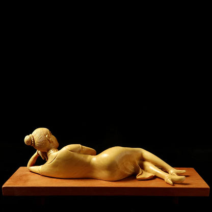 Factory wholesale boxwood wood carving beauty new Chinese home decoration study room living room decoration crafts