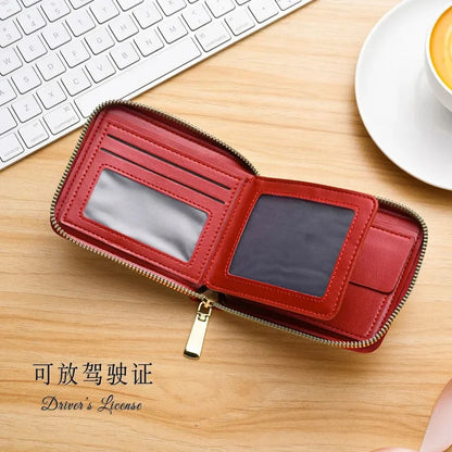 Fahion PU Leather Women Wallet Zipper Short Coin Purse Female Multi Function Card Holders Luxury Ladies Money Clip