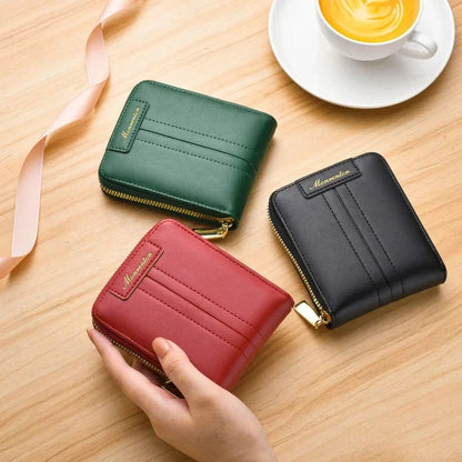 Fahion PU Leather Women Wallet Zipper Short Coin Purse Female Multi Function Card Holders Luxury Ladies Money Clip