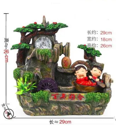 Fake mountain big Atomizing humidifier and fengshui wheel humidifier home decoration craft gift room office fortune  wedding