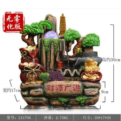 Fake mountain big Atomizing humidifier and fengshui wheel humidifier home decoration craft gift room office fortune