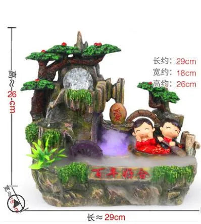 Fake mountain big Atomizing humidifier and fengshui wheel humidifier home decoration craft gift room office fortune  wedding