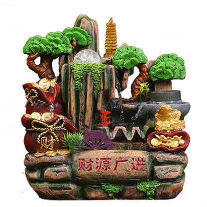 Fake mountain big Atomizing humidifier and fengshui wheel humidifier home decoration craft gift room office fortune