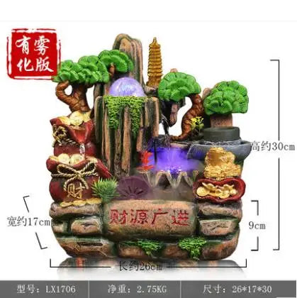 Fake mountain big Atomizing humidifier and fengshui wheel humidifier home decoration craft gift room office fortune