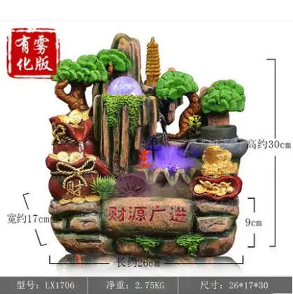 Fake mountain big Atomizing humidifier and fengshui wheel humidifier home decoration craft gift room office fortune